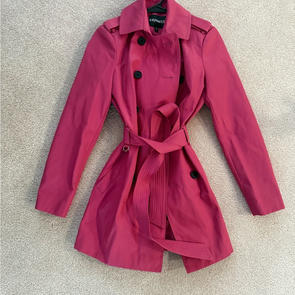 Express Women's Fuchsia Belted Trench Coat